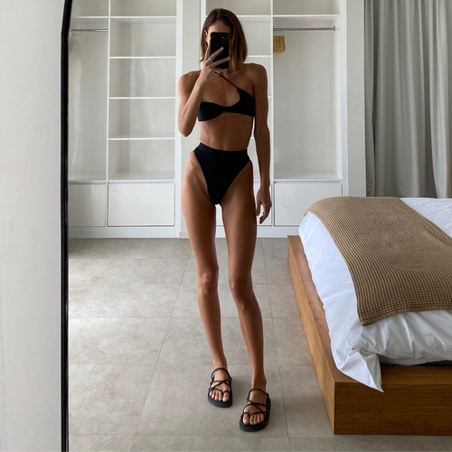 kristie high waist bottom, black high waist swim bottom